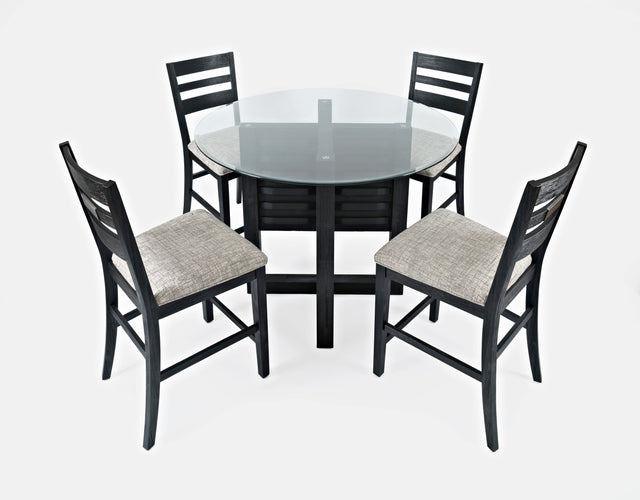 Altamonte Dark Charcoal Round Counter Dining Table w/ 4 Ladderback Stools - Ornate Home