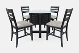 Altamonte Dark Charcoal Round Counter Dining Table w/ 4 Ladderback Stools - Ornate Home