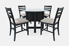 Altamonte Dark Charcoal Round Counter Dining Table w/ 4 Ladderback Stools - Ornate Home