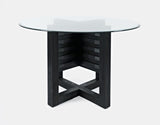Altamonte Dark Charcoal Round Dining Table w/ 4 Chairs - Ornate Home