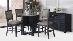 Altamonte Dark Charcoal Round Counter Dining Table w/ 4 Uph Stools - Ornate Home