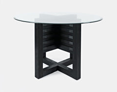Altamonte Dark Charcoal Round Dining Table w/ 4 Chairs - Ornate Home