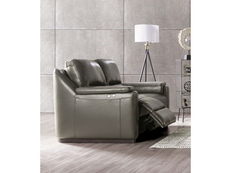 Altamura Gray Real Italian Leather Power Loveseat - Ornate Home