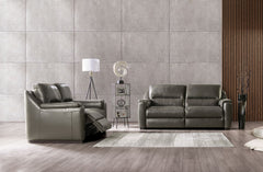 Altamura Gray Real Italian Leather Power Loveseat - Ornate Home
