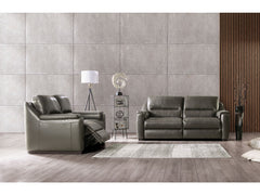 Altamura Gray Real Italian Leather Power Reclining Sofa & Loveseat - Ornate Home