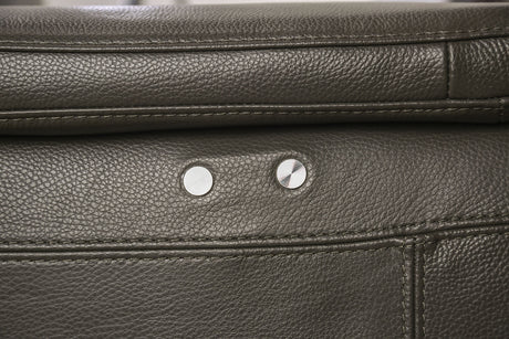 Altamura Gray Real Italian Leather Power Reclining Sofa & Loveseat - Ornate Home