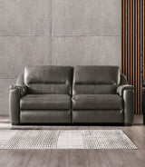 Altamura Gray Real Italian Leather Power Reclining Sofa & Loveseat - Ornate Home
