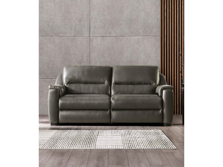 Altamura Gray Real Italian Leather Power Reclining Sofa - Ornate Home