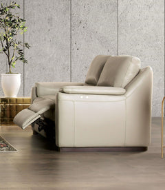 Altamura Taupe Real Italian Leather Power Reclining Sofa & Loveseat - Ornate Home