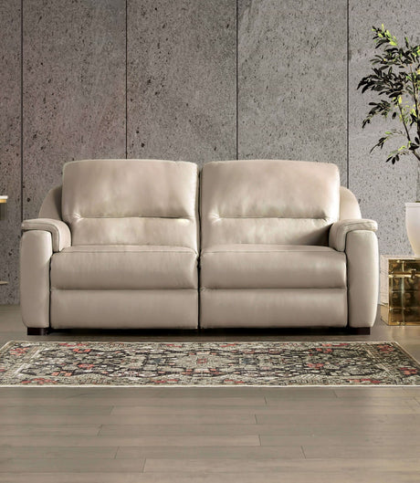 Altamura Taupe Real Italian Leather Power Reclining Sofa & Loveseat - Ornate Home