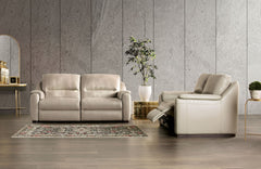 Altamura Taupe Real Italian Leather Power Reclining Sofa - Ornate Home