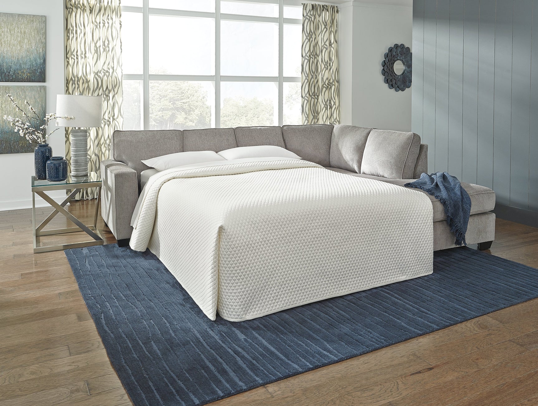Altari Alloy 2-Piece Sleeper Sectional and Ottoman (Online Special Price) - Ornate Home