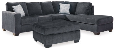 Altari Slate 2-Piece Right Sectional and Ottoman - Ornate Home