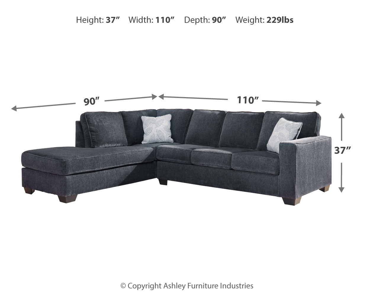 Altari Slate 2-Piece Sectional with Chaise and Ottoman (Online Special Price) - Ornate Home