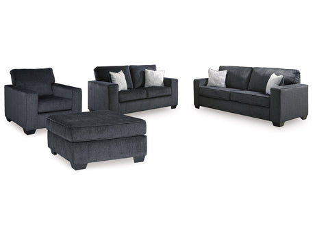 Altari Slate Queen Sofa Sleeper, Loveseat, Chair and Oversized Ottoman - Ornate Home