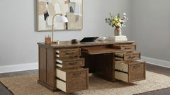 Altidore Distressed Brown 68-inch 7-drawer Executive Home Office Desk - Ornate Home