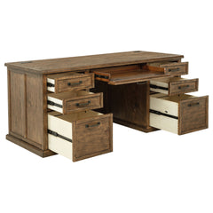 Altidore Distressed Brown 68-inch 7-drawer Executive Home Office Desk - Ornate Home