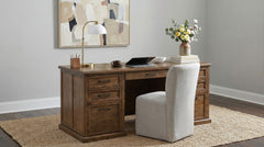 Altidore Distressed Brown 68-inch 7-drawer Executive Home Office Desk - Ornate Home