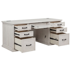 Altidore Distressed White 68-inch 7-drawer Executive Home Office Desk - Ornate Home