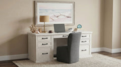 Altidore Distressed White 68-inch 7-drawer Executive Home Office Desk - Ornate Home