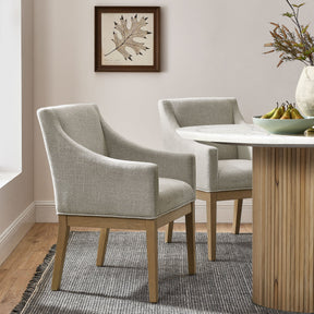 Alton Linen/Natural Fabric Upholstered Dining Armchair - Ornate Home