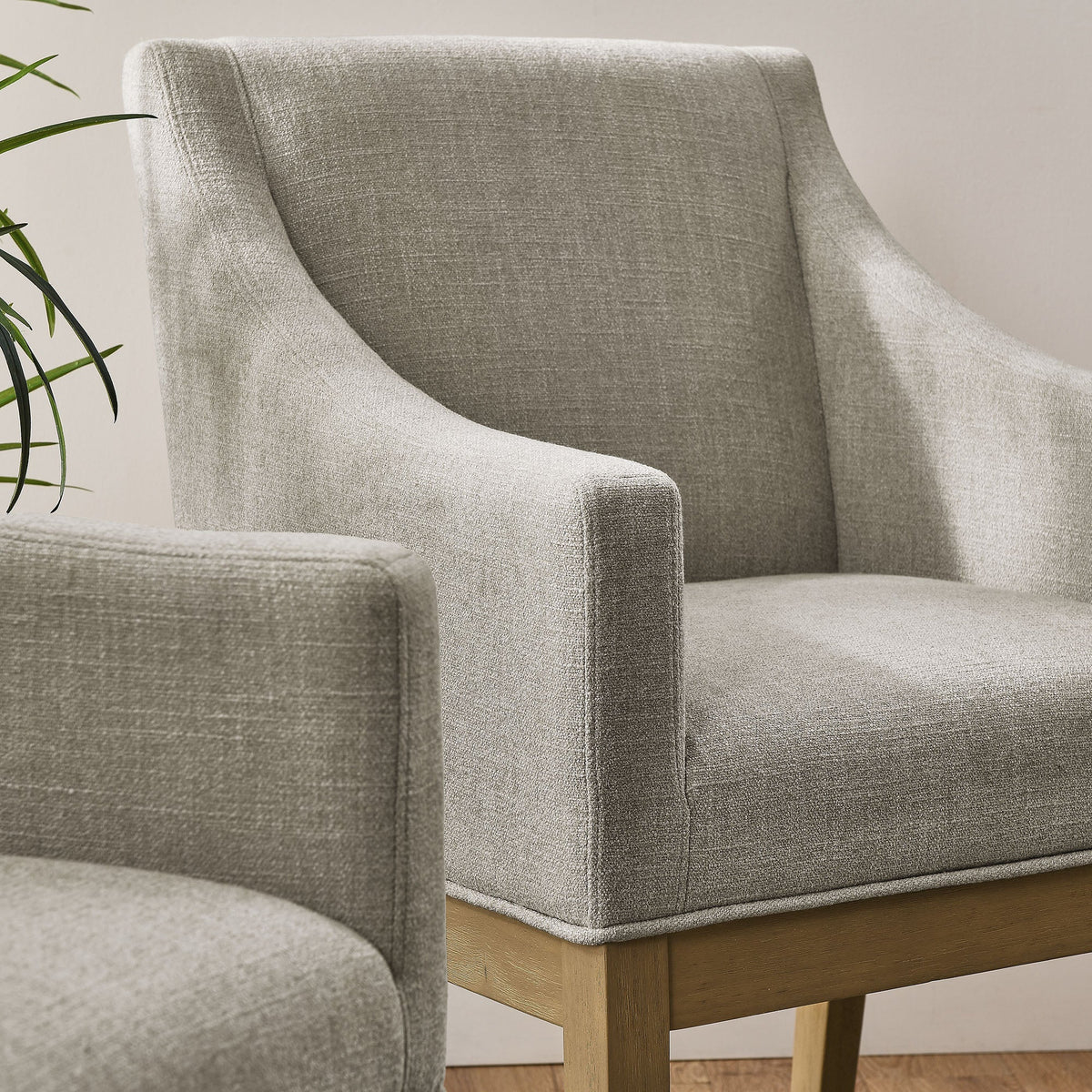 Alton Linen/Natural Fabric Upholstered Dining Armchair - Ornate Home