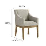 Alton Linen/Natural Fabric Upholstered Dining Armchair - Ornate Home