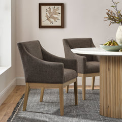 Alton Mocha/Natural Fabric Upholstered Dining Armchair - Ornate Home