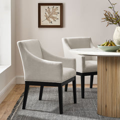 Alton Salt/Black Fabric Upholstered Dining Armchair - Ornate Home
