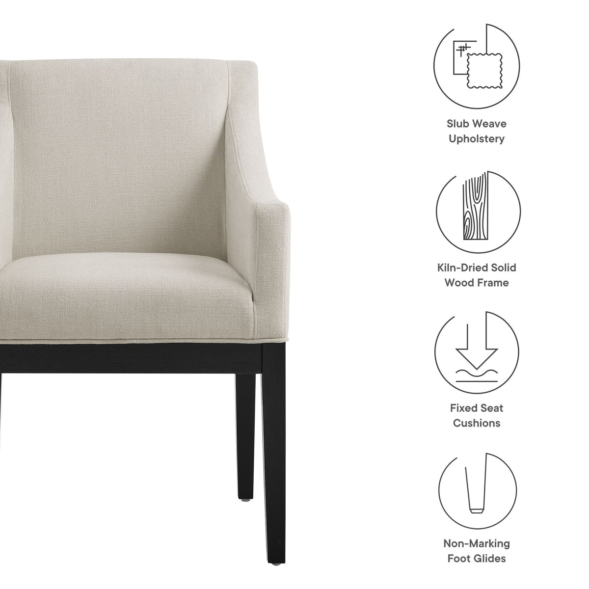 Alton Salt/Black Fabric Upholstered Dining Armchair - Ornate Home