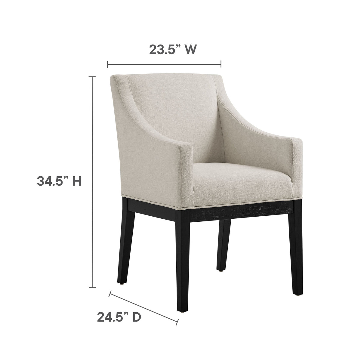 Alton Salt/Black Fabric Upholstered Dining Armchair - Ornate Home