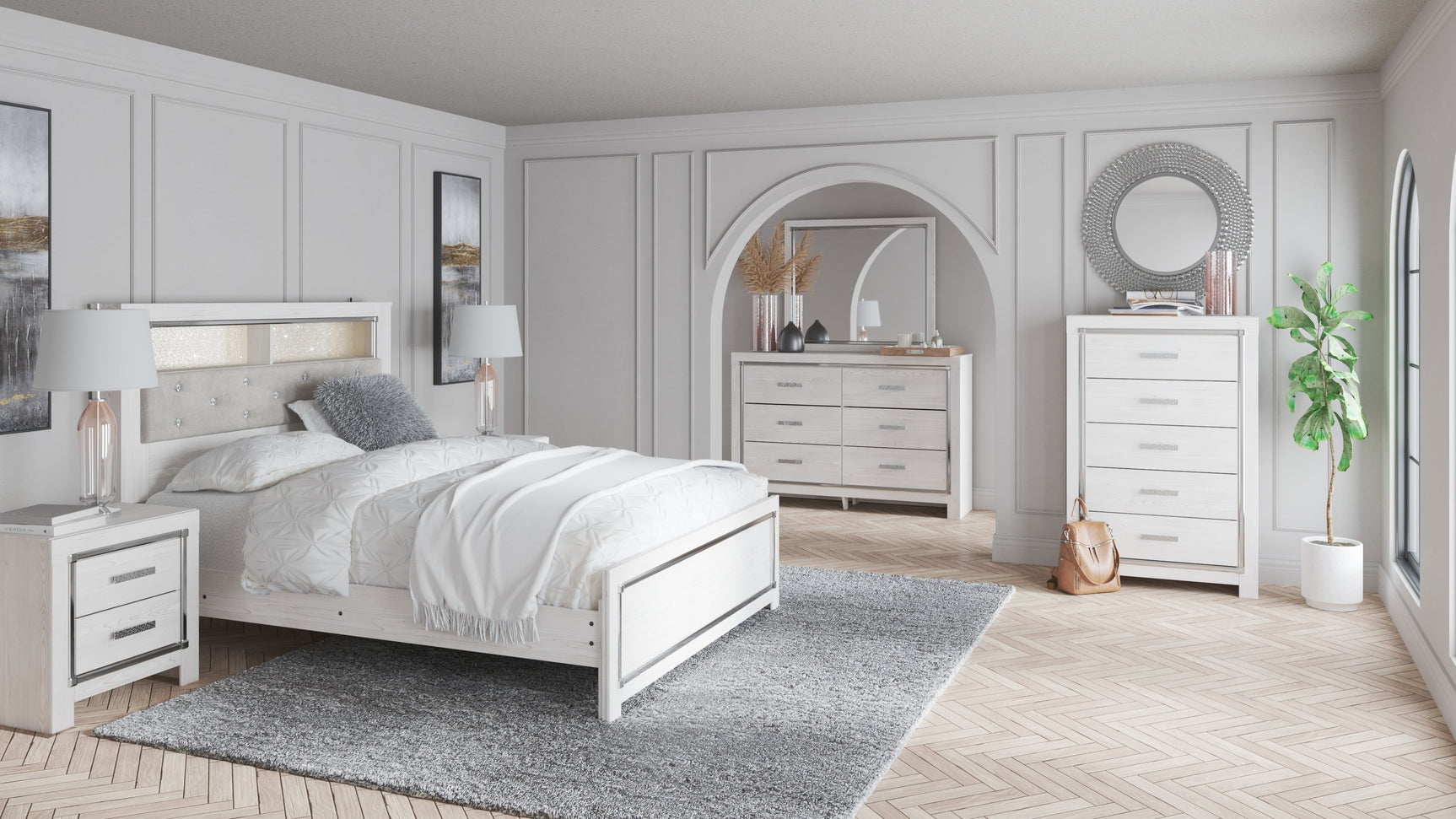 Altyra Queen Bookcase Headboard, Dresser and Mirror (Online Special Price) - Ornate Home