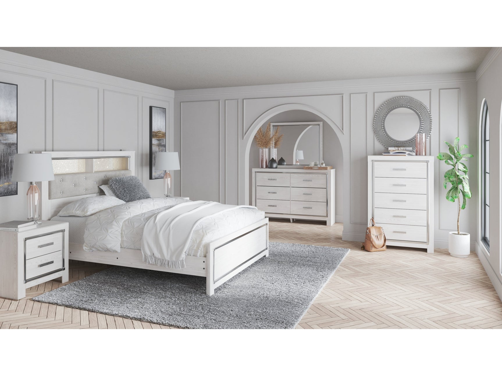 Altyra Queen Panel Bookcase Bedroom Set with Dresser and Mirror (Online Special Price) - Ornate Home