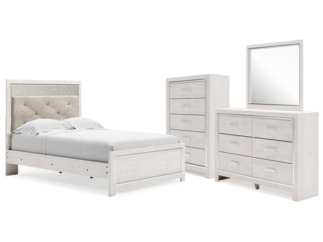 Altyra White Full Panel Bedroom Set with Dresser, Mirror and Chest - Ornate Home