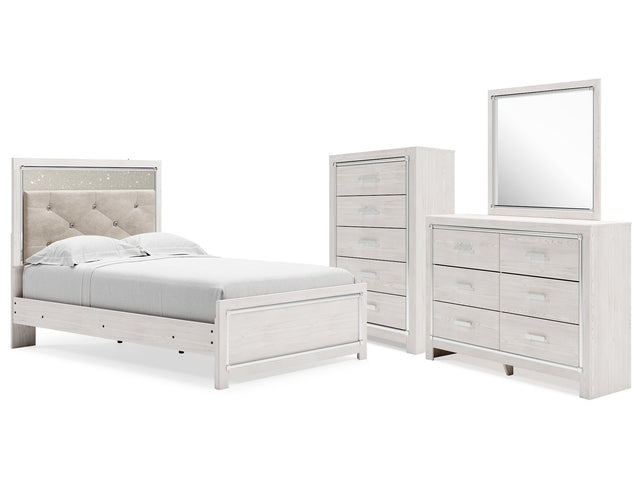 Altyra White Full Panel Bedroom Set with Dresser, Mirror and Chest - Ornate Home