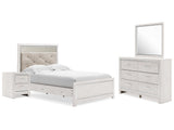 Altyra White Full Panel Bedroom Set with Dresser, Mirror and Nightstand - Ornate Home