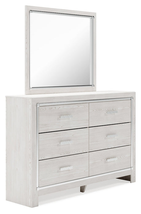 Altyra White Full Panel Bedroom Set with Dresser, Mirror and Nightstand - Ornate Home