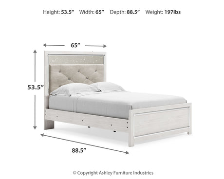Altyra White Full Upholstered Panel Bed, Dresser, Mirror, Chest and Nightstand - Ornate Home