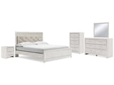 Altyra White King Panel Bed, Dresser, Mirror, Chest and Nightstand (Online Special Price) - Ornate Home