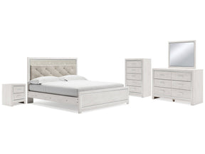 Altyra White King Panel Bed, Dresser, Mirror, Chest and Nightstand (Online Special Price) - Ornate Home