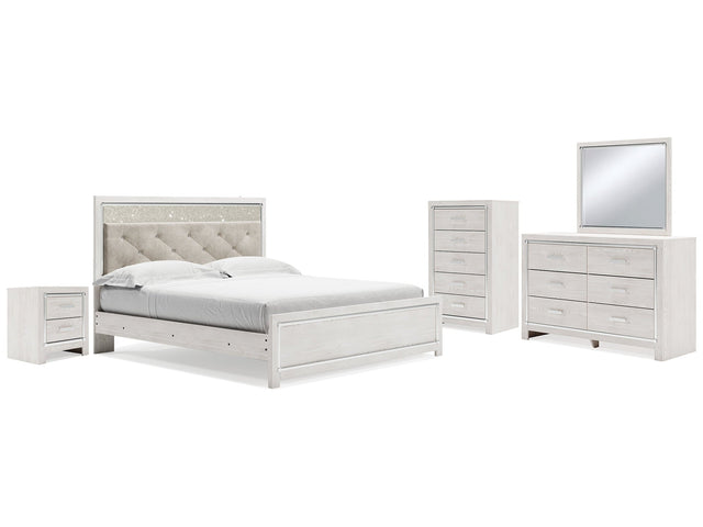 Altyra White King Panel Bed, Dresser, Mirror, Chest and Nightstand (Online Special Price) - Ornate Home