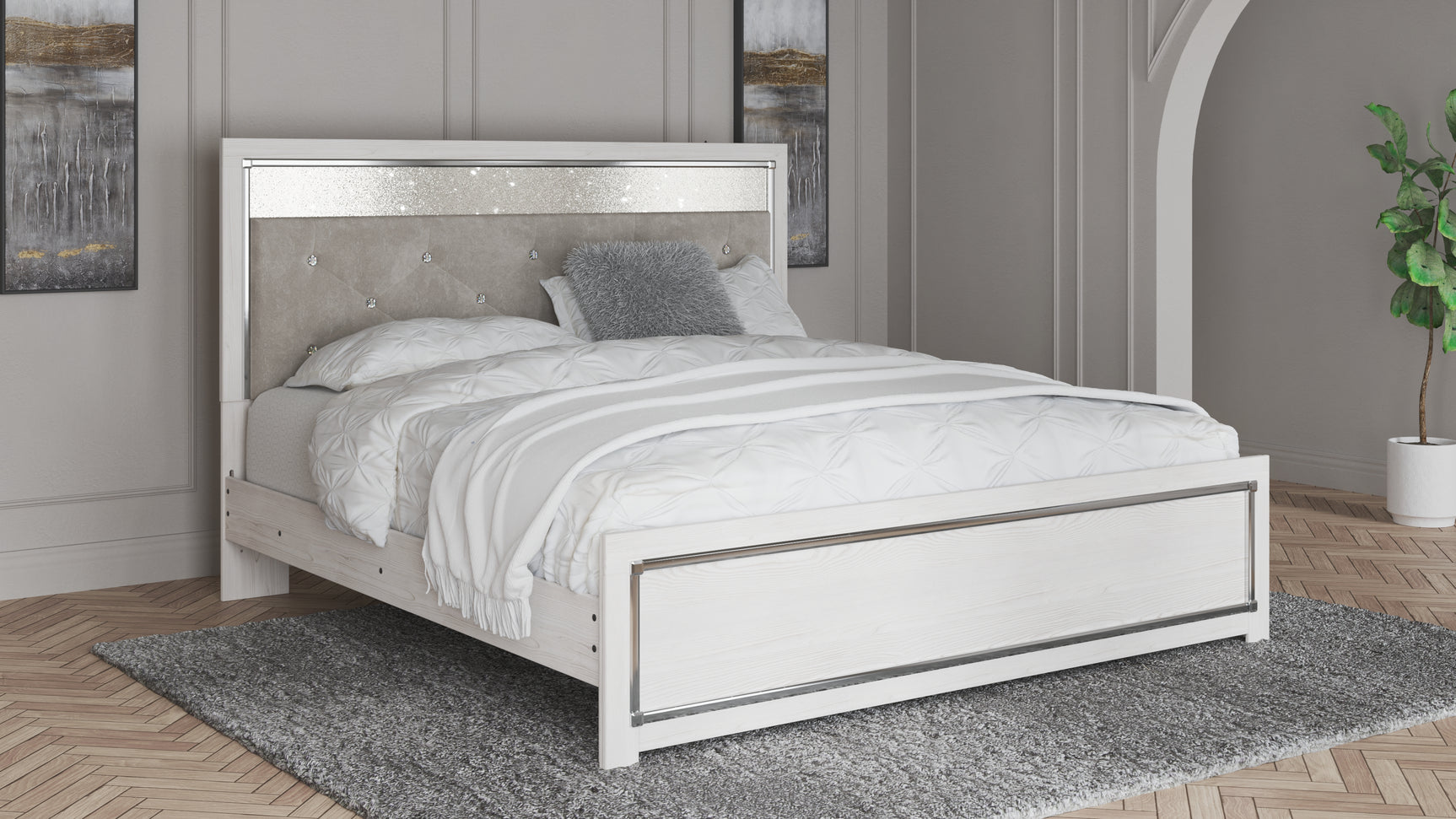 Altyra White King Panel Bed - Ornate Home