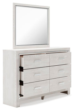 Altyra White King Platform Storage Bed, Dresser, Mirror, Chest and 2 Nightstands - Ornate Home