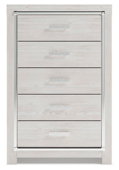 Altyra White King Platform Storage Bed, Dresser, Mirror, Chest and 2 Nightstands - Ornate Home