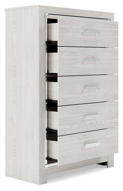 Altyra White King Platform Storage Bed, Dresser, Mirror, Chest and 2 Nightstands - Ornate Home
