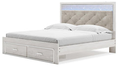 Altyra White King Platform Storage Bed, Dresser, Mirror, Chest and 2 Nightstands - Ornate Home