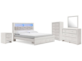 Altyra White King Storage Bed, Dresser, Mirror, Chest and Nightstand (Online Special Price) - Ornate Home