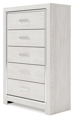 Altyra White King Storage Bed, Dresser, Mirror, Chest and Nightstand - Ornate Home