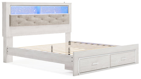 Altyra White King Storage Bed, Dresser, Mirror, Chest and Nightstand - Ornate Home