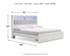Altyra White King Storage Bed, Dresser, Mirror, Chest and Nightstand - Ornate Home